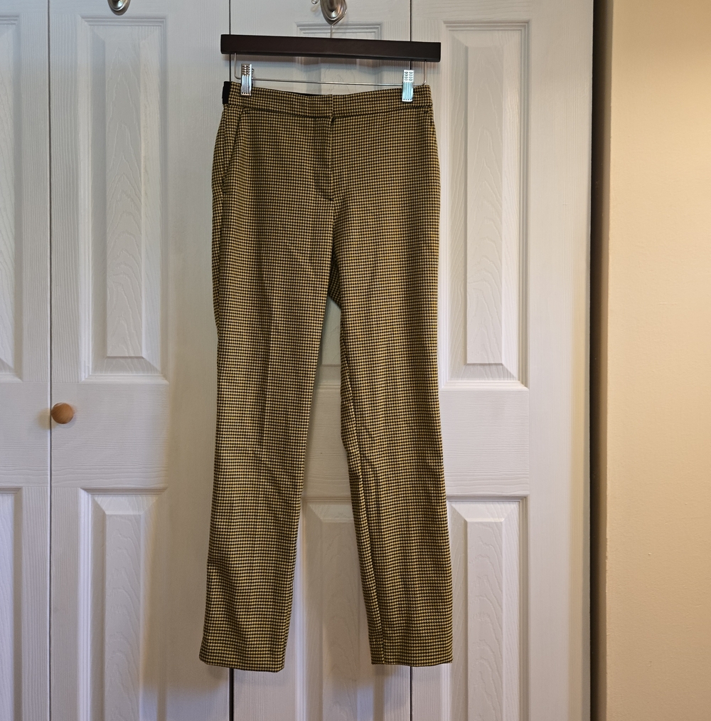 Zara Straight-Leg Houndstooth Pants in Mustard and Black